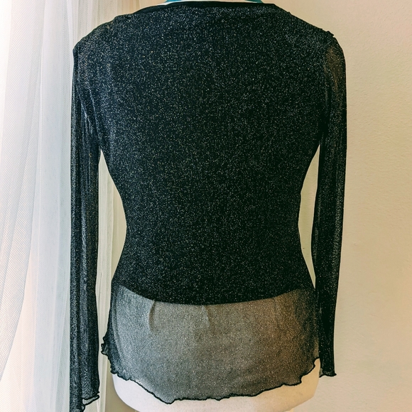 Elegant Shimmer Wrap Blouse - Picture 3 of 7